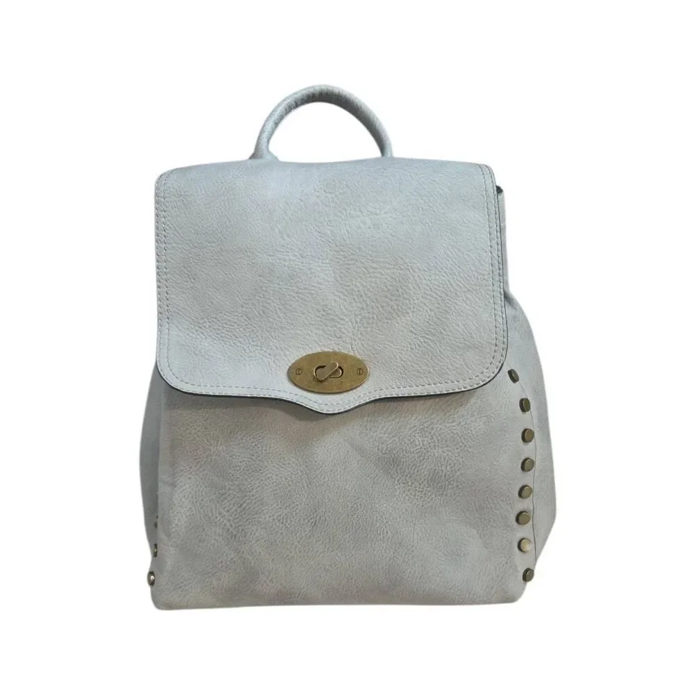 Jen & Co. Indigo Convertible Studded Backpack Purse Gray Boho